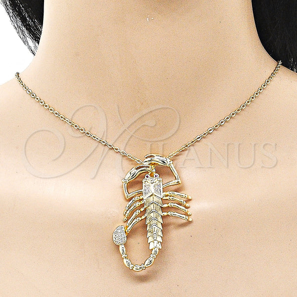 Gold Filled Pendant — Religious Pendant Scorpion Design with White and Ruby — alternate product view — SKU 160991 | Oro Laminado dije — Religious Pendant Scorpion diseño with blanco and Ruby — SKU 160991