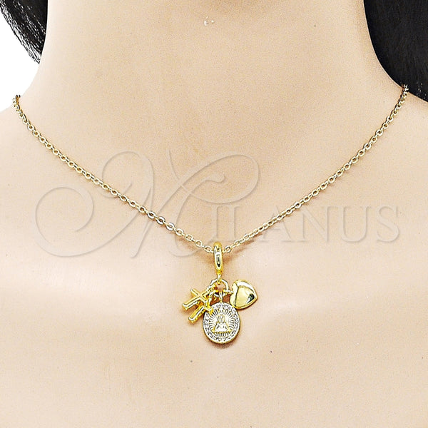 Gold Filled Pendant — Religious Pendant Caridad del Cobre and Heart Design — alternate product view — SKU 160998 | Oro Laminado dije — Religious Pendant Caridad del Cobre and corazón diseño — SKU 160998
