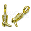 Oro Laminado Dangle Earring, Gold Filled Style Shoes Design, Polished, Golden Finish, 02.341.0252