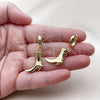 Oro Laminado Dangle Earring, Gold Filled Style Shoes Design, Polished, Golden Finish, 02.341.0253