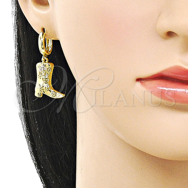 Gold Filled Ring — Dangle Earring Shoes and Flower Design with White — alternate product view — SKU 161005 | Oro Laminado anillo — Dangle Earring Shoes and flor diseño with blanco — SKU 161005