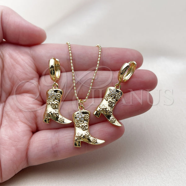 Gold Filled Ring — Earring and Pendant Adult Set Shoes and Flower — alternate product view — SKU 161006 | Oro Laminado anillo — Earring and Pendant Adult Set Shoes and flor — SKU 161006