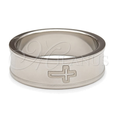 Stainless Steel Mens Ring, Cross Design, Matte Finish, Steel Finish, 01.63.0646.06 (Size 6) for wholesale, main product view