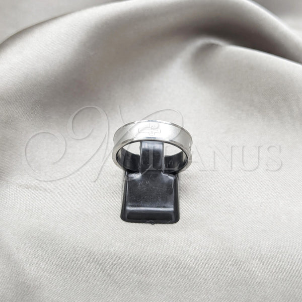 Stainless Steel Mens Ring, Cross Design, Matte Finish, Steel Finish, 01.63.0646.06 (Size 6)