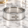 Stainless Steel Mens Ring, Cross Design, Matte Finish, Steel Finish, 01.63.0646.08 (Size 8)