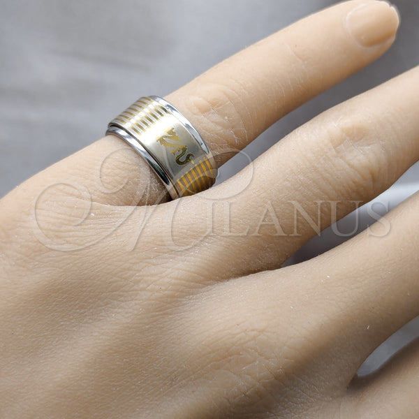 Stainless Steel Ring — Mens Ring Love and Double Design Polished 01.63. — alternate product view — SKU 161014 | Acero Inoxidable anillo — para hombre Ring Love and Double diseño pulido 01.63. — SKU 161014