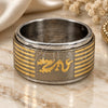 Stainless Steel Mens Ring, Love and Double Design, Polished, Golden Finish, 01.63.0647.10 (Size 10)