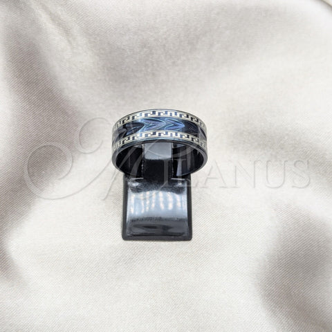 Stainless Steel Mens Ring, Black Enamel Finish, Steel Finish, 01.63.0649.06