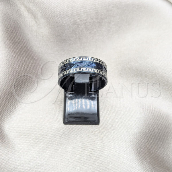 Stainless Steel Mens Ring, Black Enamel Finish, Steel Finish, 01.63.0649.08