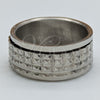 Stainless Steel Mens Ring, Double Design, Polished, Steel Finish, 01.63.0651.04 (Size 4)