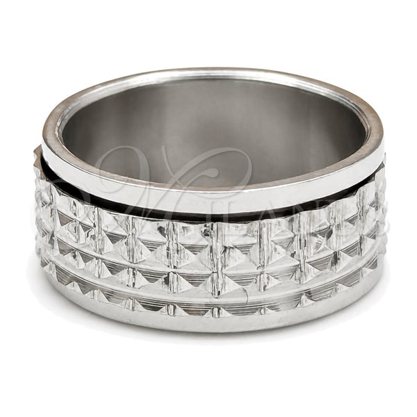 Stainless Steel Mens Ring, Double Design, Polished, Steel Finish, 01.63.0651.04 (Size 4)