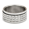 Stainless Steel Mens Ring, Double Design, Polished, Steel Finish, 01.63.0651.04 (Size 4)