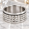Stainless Steel Mens Ring, Double Design, Polished, Steel Finish, 01.63.0651.05 (Size 5)