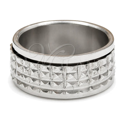 Stainless Steel Mens Ring, Double Design, Polished, Steel Finish, 01.63.0651.07 (Size 7) for wholesale, main product view