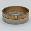 Stainless Steel Mens Ring, Double Design, with White Crystal, Polished, Golden Finish, 01.63.0652.06 (Size 6)