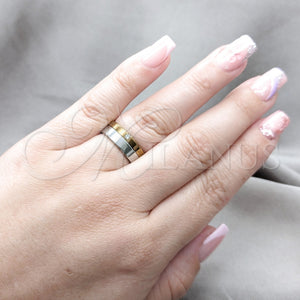 Stainless Steel Ring — Mens Ring Double Design with White Crystal Polished — main product view — SKU 161026 | Acero Inoxidable anillo — para hombre Ring Double diseño with cristal blanco pulido — SKU 161026