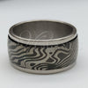 Stainless Steel Mens Ring, Double Design, Black Enamel Finish, Steel Finish, 01.63.0654.06 (Size 6)