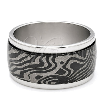 Stainless Steel Mens Ring, Double Design, Black Enamel Finish, Steel Finish, 01.63.0654.06 (Size 6) for wholesale, main product view