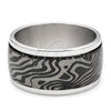 Stainless Steel Mens Ring, Double Design, Black Enamel Finish, Steel Finish, 01.63.0654.06 (Size 6)