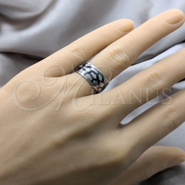Stainless Steel Ring — Mens Ring Double Design Black Enamel 01.63. Size — alternate product view — SKU 161034 | Acero Inoxidable anillo — para hombre Ring Double diseño negro Enamel 01.63. Size — SKU 161034