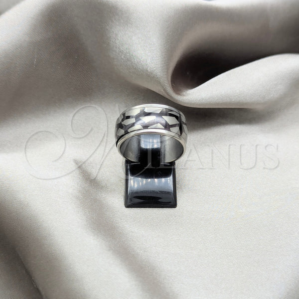 Stainless Steel Mens Ring, Black Enamel Finish, Steel Finish, 01.63.0654.09