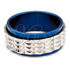 Stainless Steel Mens Ring, Double Design, Blue Enamel Finish, Steel Finish, 01.63.0656.06 (Size 6) for wholesale, main product view