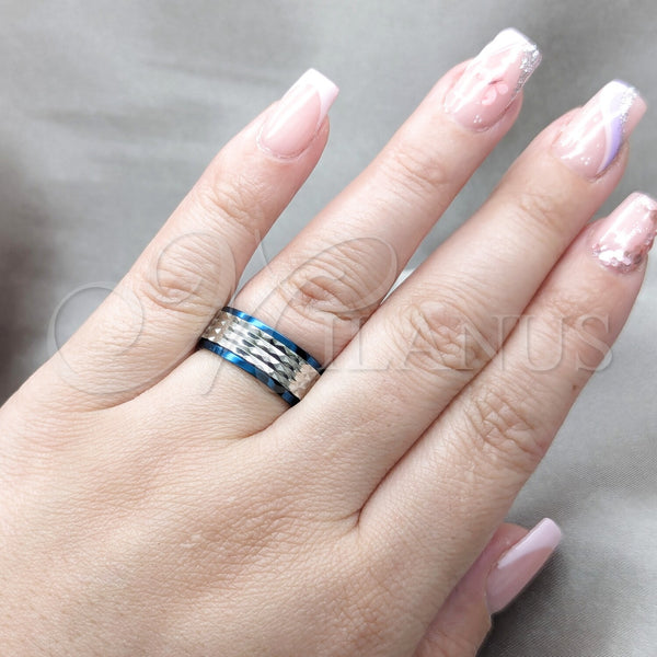 Stainless Steel Ring — Mens Ring Double Design Blue Enamel 01.63. Size — alternate product view — SKU 161041 | Acero Inoxidable anillo — para hombre Ring Double diseño Blue Enamel 01.63. Size — SKU 161041