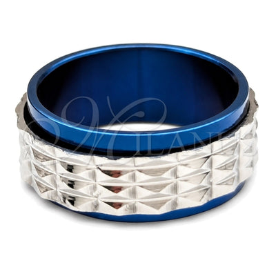 Stainless Steel Mens Ring, Double Design, Blue Enamel Finish, Steel Finish, 01.63.0656.09 (Size 9) for wholesale, main product view