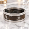 Stainless Steel Mens Ring, Four-leaf Clover and Triple Design, Purple Enamel Finish, Steel Finish, 01.63.0657.07 (Size 7)