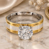 Stainless Steel Elegant Ring, with White Cubic Zirconia, Polished, Golden Finish, 01.63.0659.10 (Size 10)