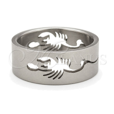 Stainless Steel Mens Ring, Butterfly and Scorpion Design, Polished, Steel Finish, 01.63.0661.09 (Size 9) for wholesale, main product view