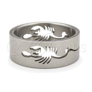 Stainless Steel Mens Ring, Butterfly and Scorpion Design, Polished, Steel Finish, 01.63.0661.09 (Size 9)