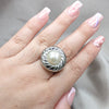 Stainless Steel Elegant Ring, with White Pearl, Polished, Steel Finish, 01.63.0664.10 (Size 10)