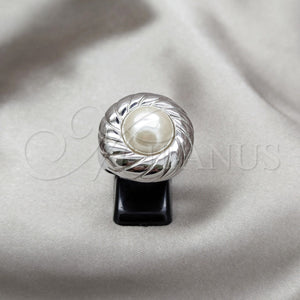 Stainless Steel Ring — Elegant Ring with White Pearl Polished 01.63. Size — main product view — SKU 161064 | Acero Inoxidable anillo — Elegant Ring with blanco Pearl pulido 01.63. Size — SKU 161064