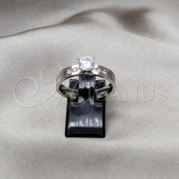 Stainless Steel Ring — Elegant Ring with White Cubic Zirconia Polished 01.63. — main product view — SKU 161066 | Acero Inoxidable anillo — Elegant Ring with blanco Cubic Zirconia pulido 01.63. — SKU 161066