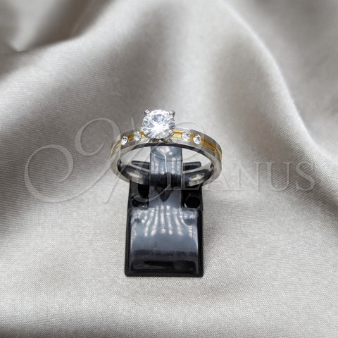 Stainless Steel Elegant Ring, with White Cubic Zirconia, Polished, Steel Finish, 01.63.0666.11 (Size 11)