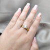 Stainless Steel Elegant Ring, with White Cubic Zirconia, Polished, Golden Finish, 01.63.0667.10 (Size 10)
