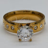 Stainless Steel Elegant Ring, with White Cubic Zirconia, Polished, Golden Finish, 01.63.0667.10 (Size 10)