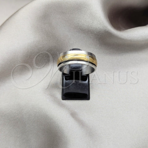 Stainless Steel Mens Ring, Polished, Golden Finish, 01.63.0668.06 (Size 6)