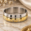 Stainless Steel Mens Ring, Double Design, Polished, Golden Finish, 01.63.0668.07 (Size 7)