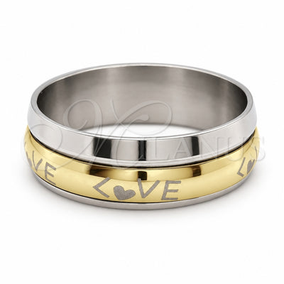 Stainless Steel Mens Ring, Double Design, Polished, Golden Finish, 01.63.0668.07 (Size 7) for wholesale, main product view