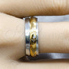 Stainless Steel Mens Ring, Love and Double Design, Polished, Golden Finish, 01.63.0668.10 (Size 10)