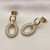 Oro Laminado Stud Earring, Gold Filled Style with White Micro Pave, Polished, Golden Finish, 02.283.0292