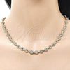 Oro Laminado Fancy Necklace, Gold Filled Style Puff Mariner Design, with White Micro Pave, Polished, Golden Finish, 04.63.1401.20 (Thickness, 20 Inches Length)