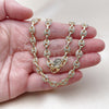 Oro Laminado Fancy Necklace, Gold Filled Style Puff Mariner Design, with White Micro Pave, Polished, Golden Finish, 04.63.1401.20 (Thickness, 20 Inches Length)
