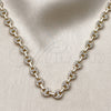 Oro Laminado Fancy Necklace, Gold Filled Style Puff Mariner Design, with White Micro Pave, Polished, Golden Finish, 04.63.1401.20 (Thickness, 20 Inches Length)