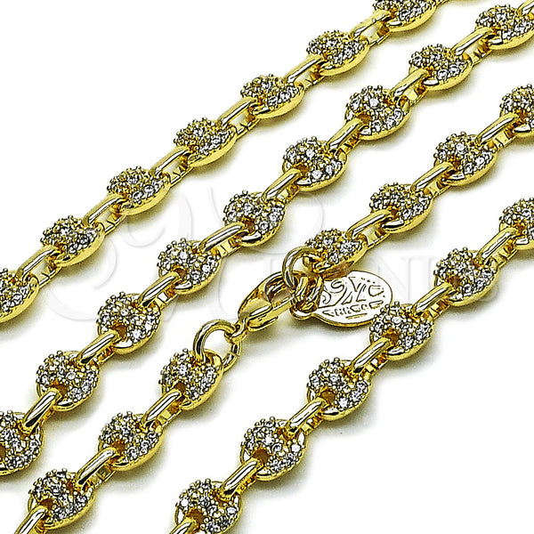 Gold Filled Necklace — Fancy Necklace Puff Mariner Design with White Micro — main product view — SKU 161094 | Oro Laminado collar — elegante Necklace Puff Mariner diseño with blanco Micro — SKU 161094