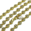 Oro Laminado Fancy Necklace, Gold Filled Style Puff Mariner Design, with White Micro Pave, Polished, Golden Finish, 04.63.1401.20 (Thickness, 20 Inches Length)