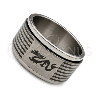 Stainless Steel Mens Ring, Skull and Flower Design, Polished, Steel Finish, 01.63.0671.08 (Size 8) for wholesale, main product view