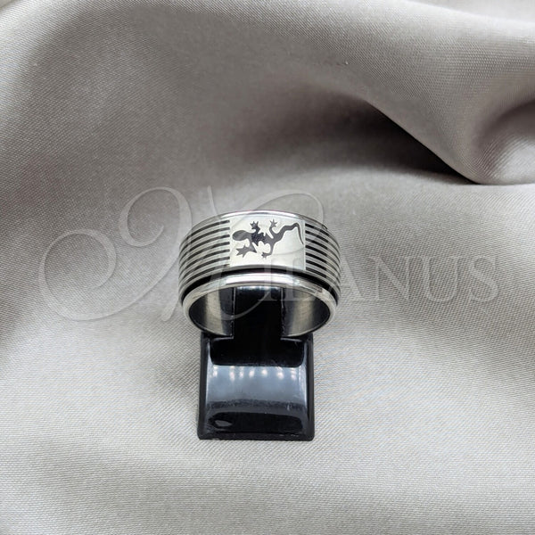Stainless Steel Ring — Mens Ring Skull and Flower Design Polished 01.63. — main product view — SKU 161098 | Acero Inoxidable anillo — para hombre Ring calavera and flor diseño pulido 01.63. — SKU 161098